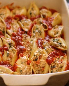 vegan stuffed ricotta shells