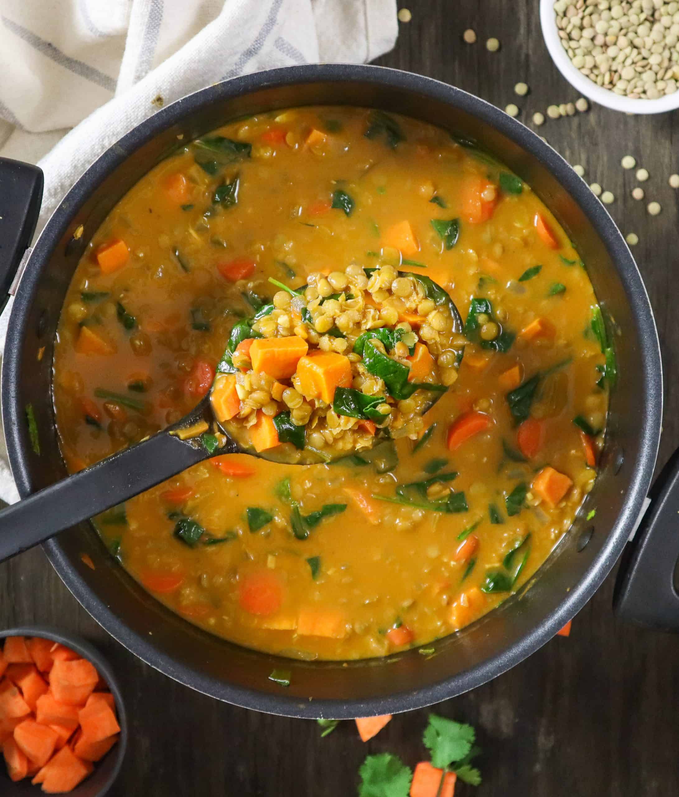Vegan lentil curry soup recipe