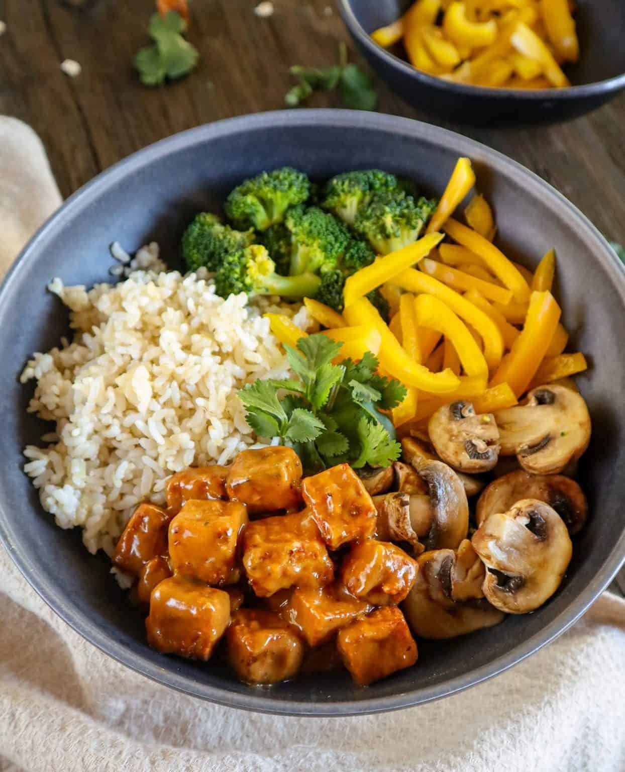 Peanut Sauce Tofu (made with savory Thai Peanut Sauce)