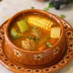 albondigas soup in a mexican bowl.