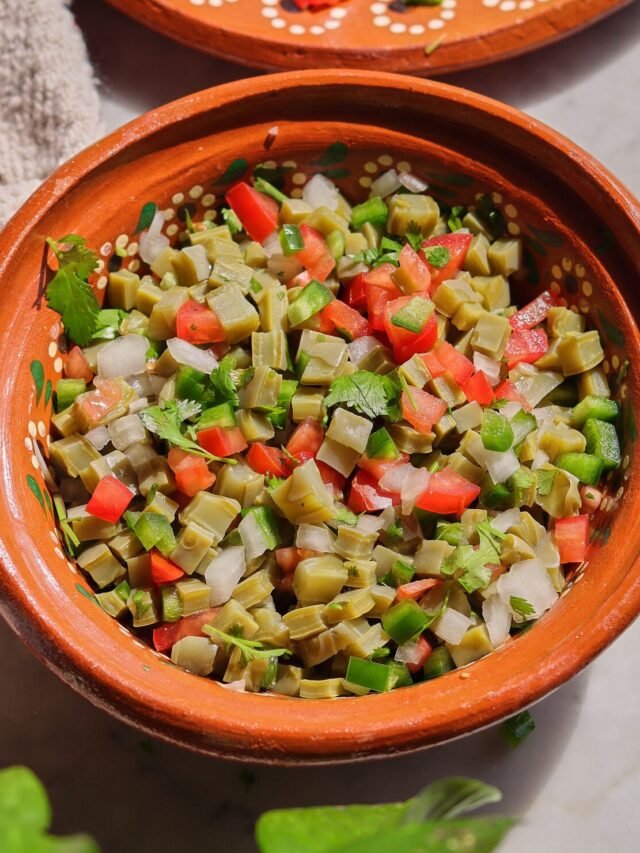 nopales recipe in a bowl.