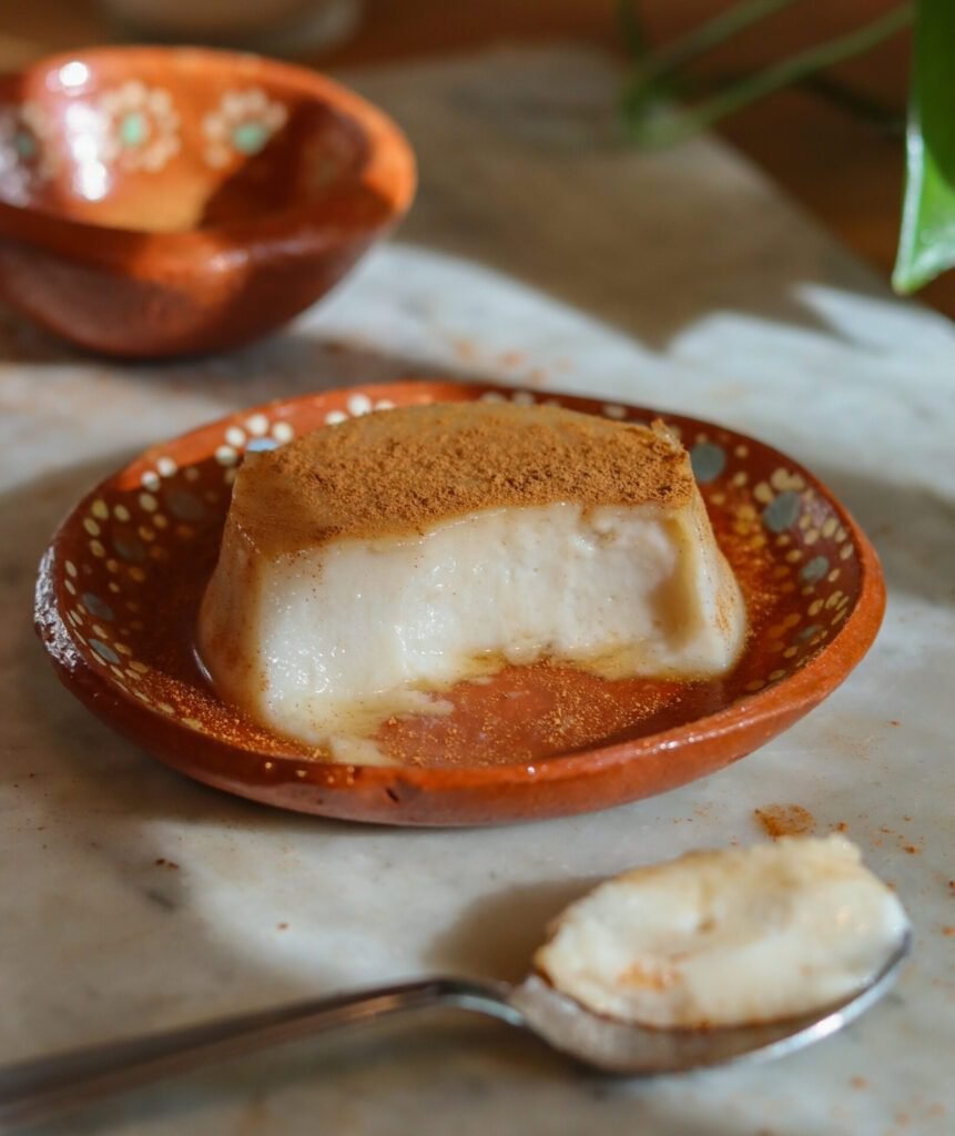 vegan flan on a mexican dish.