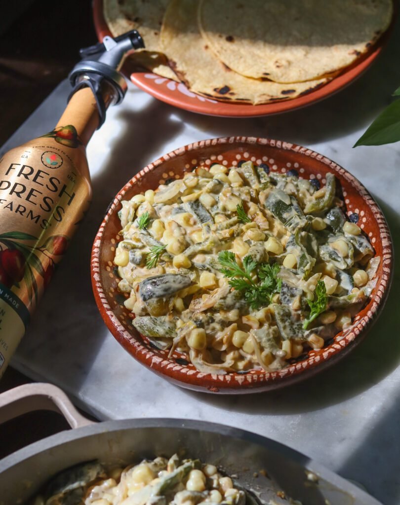 poblano raja recipe in a plate.
