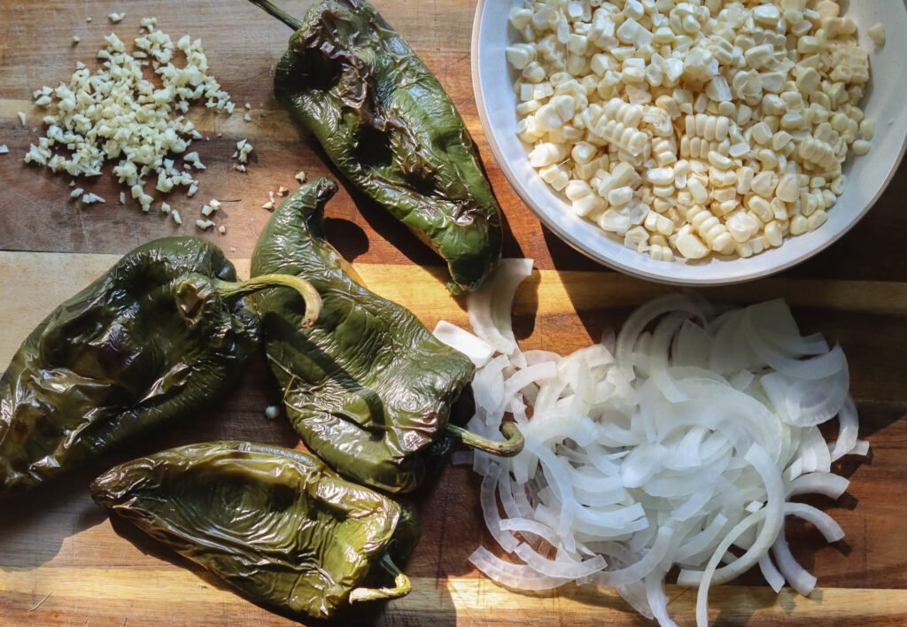 how to make rajas con crema poblano pepper recipe.