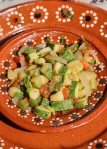 mexican zucchini calabacitas on a plate.