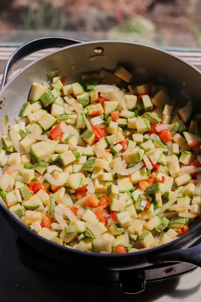 calabacitas recipe in a pan.