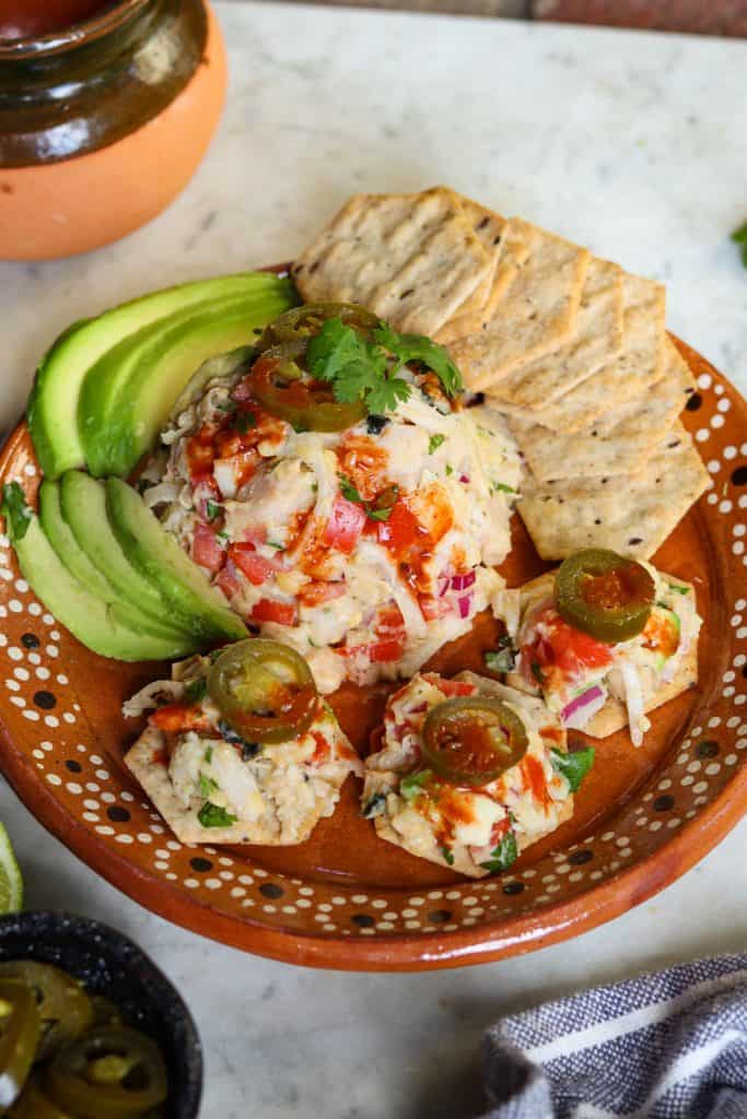 vegan tuna salad on a mexican plate.