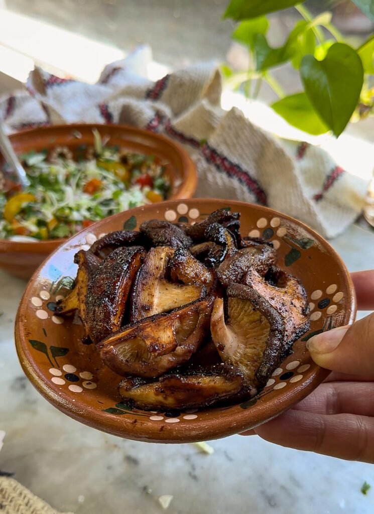 shiitake mushrooma vegan mexican food.