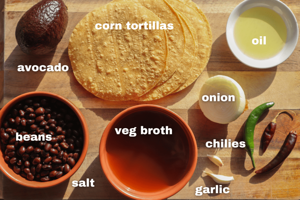 enfrijoladas recipe ingredients.