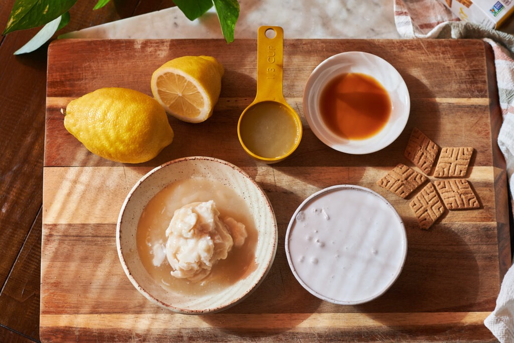 vegan lemon dessert ingredients.