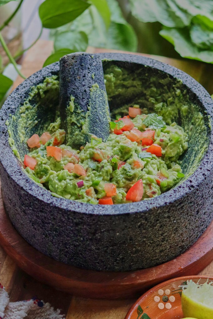 easy guacamole recipe in a molcajete