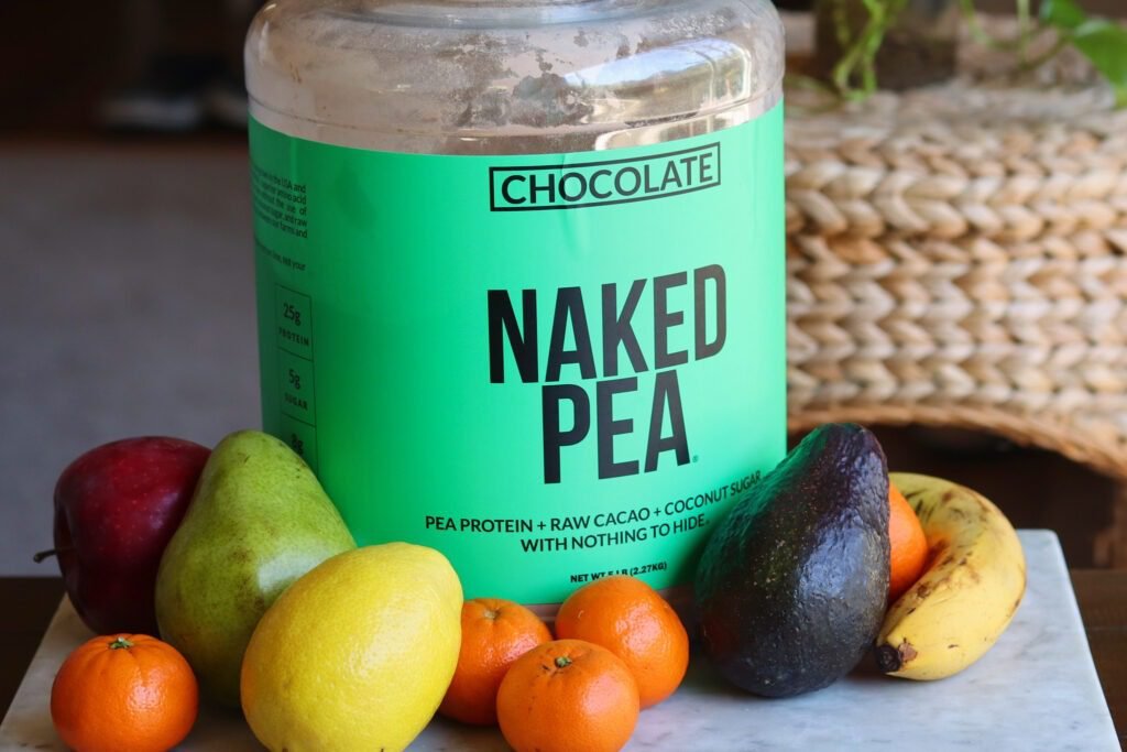 pea protein powder in a jar.