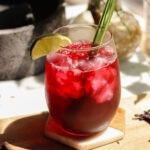 agua de jamaica hibiscus tea on ice.