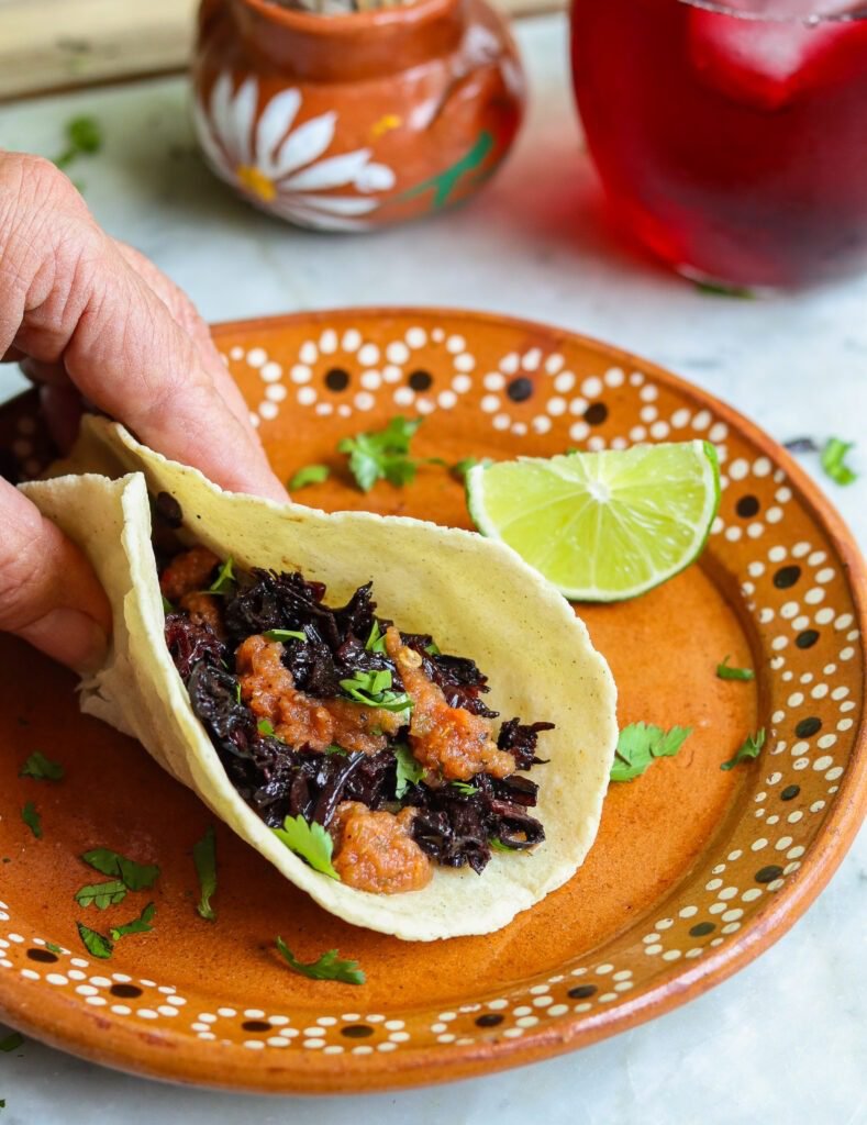 jamaica tacos on a plate.