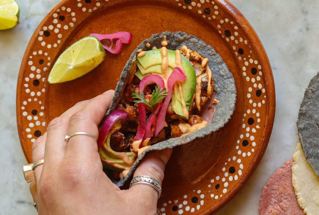 delicious vegan taco in a plate.