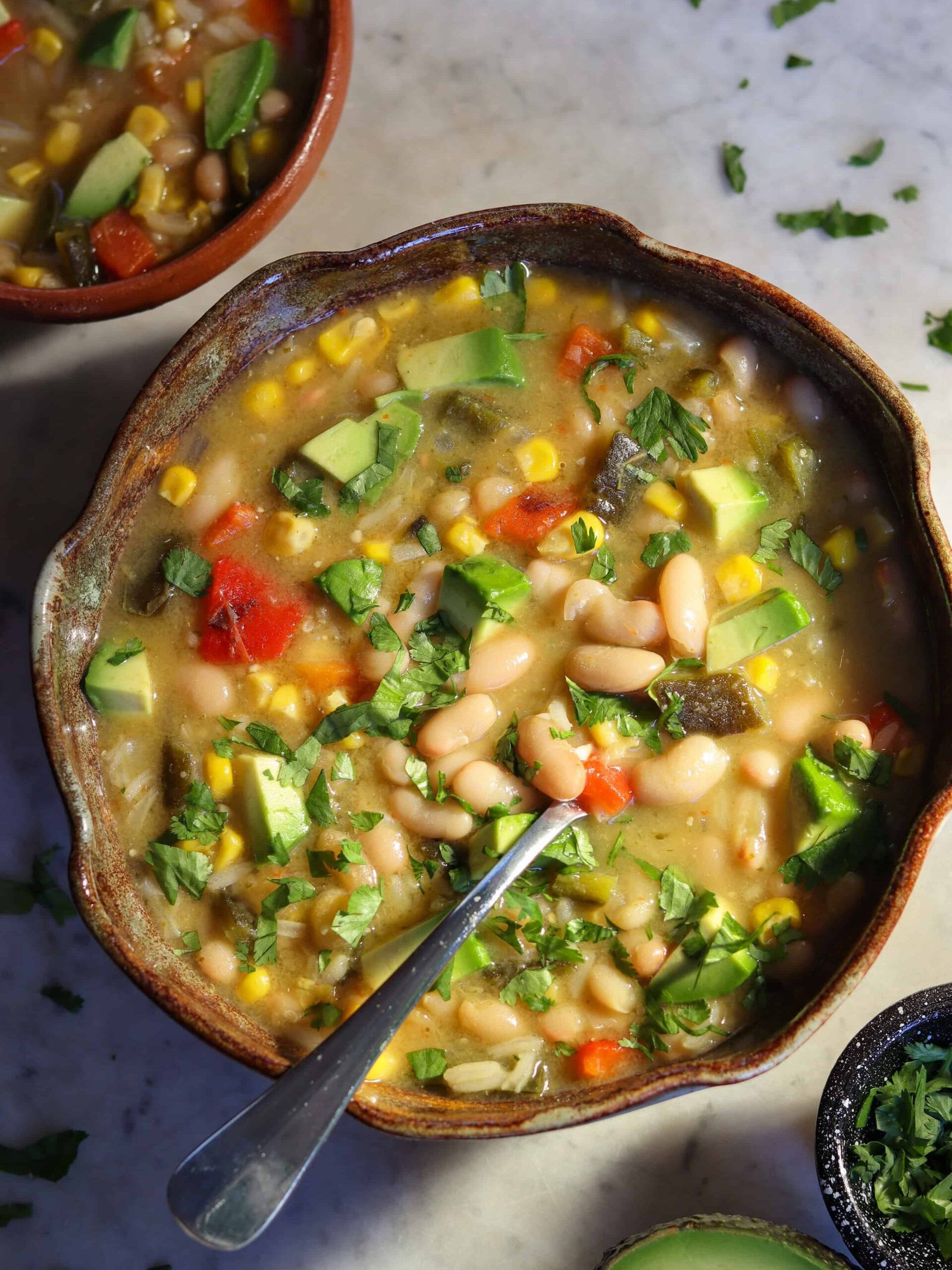 are beans healthy poblano bean soup in a bowl.