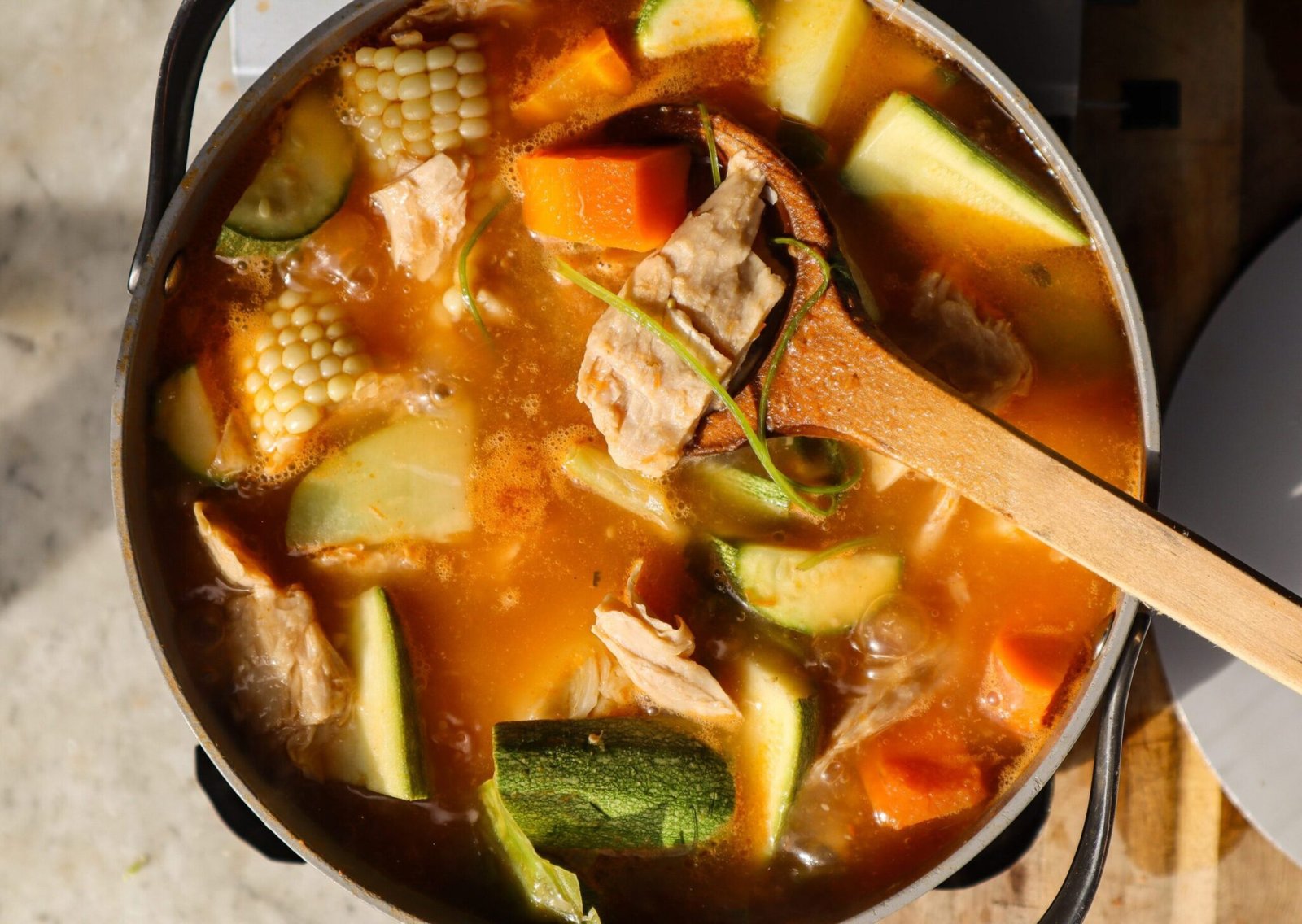 mexican soup in a pot.