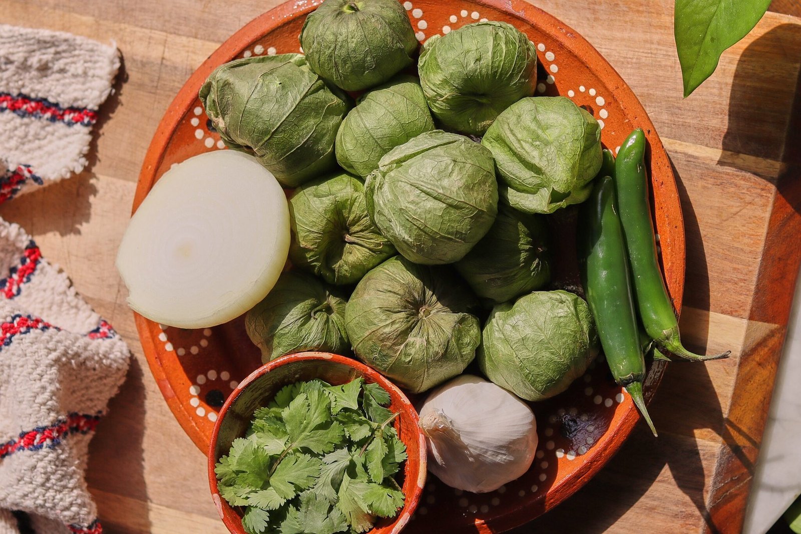 salsa verde ingredients on a plate.