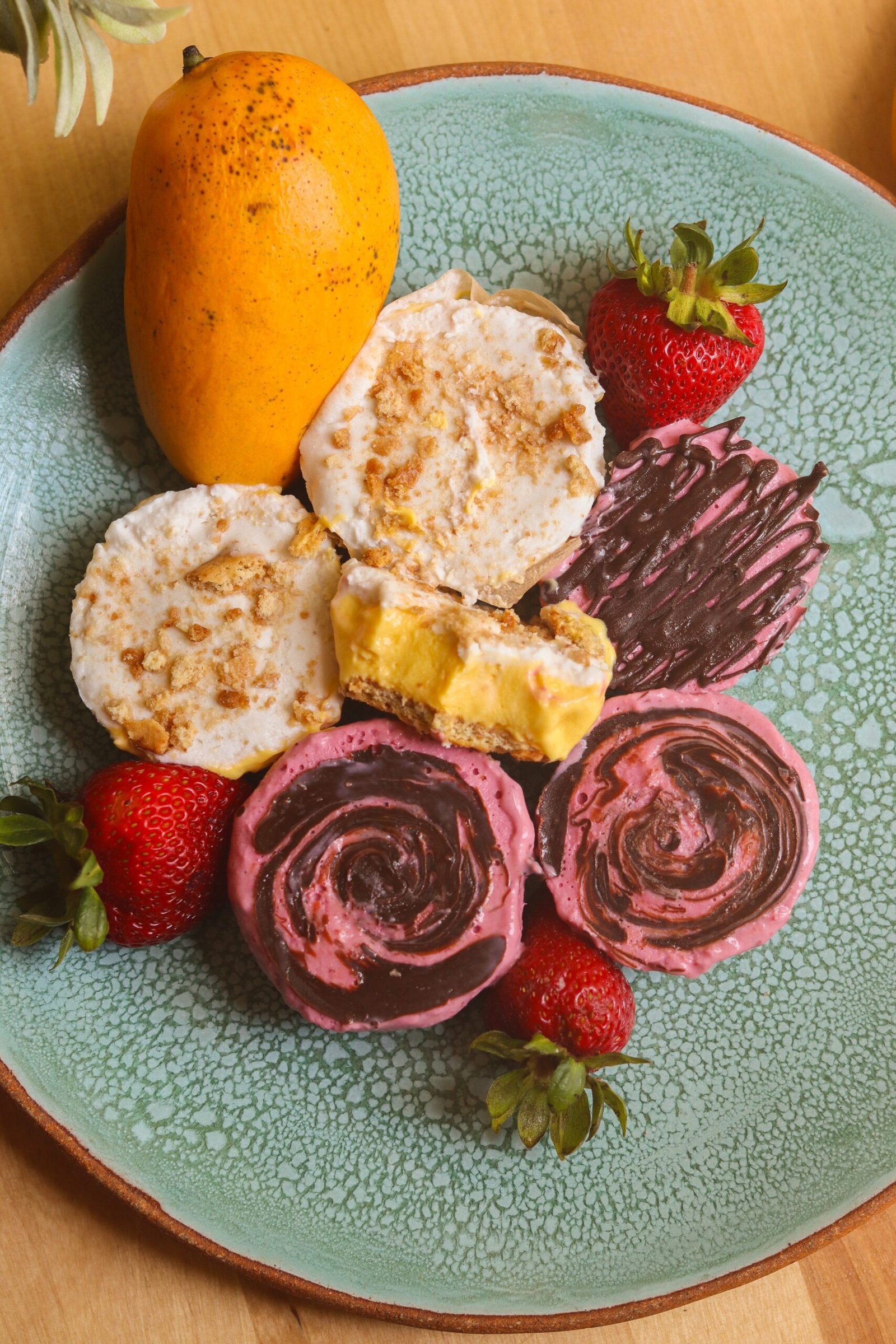 healthy no-bake dessert recipe on a plate.