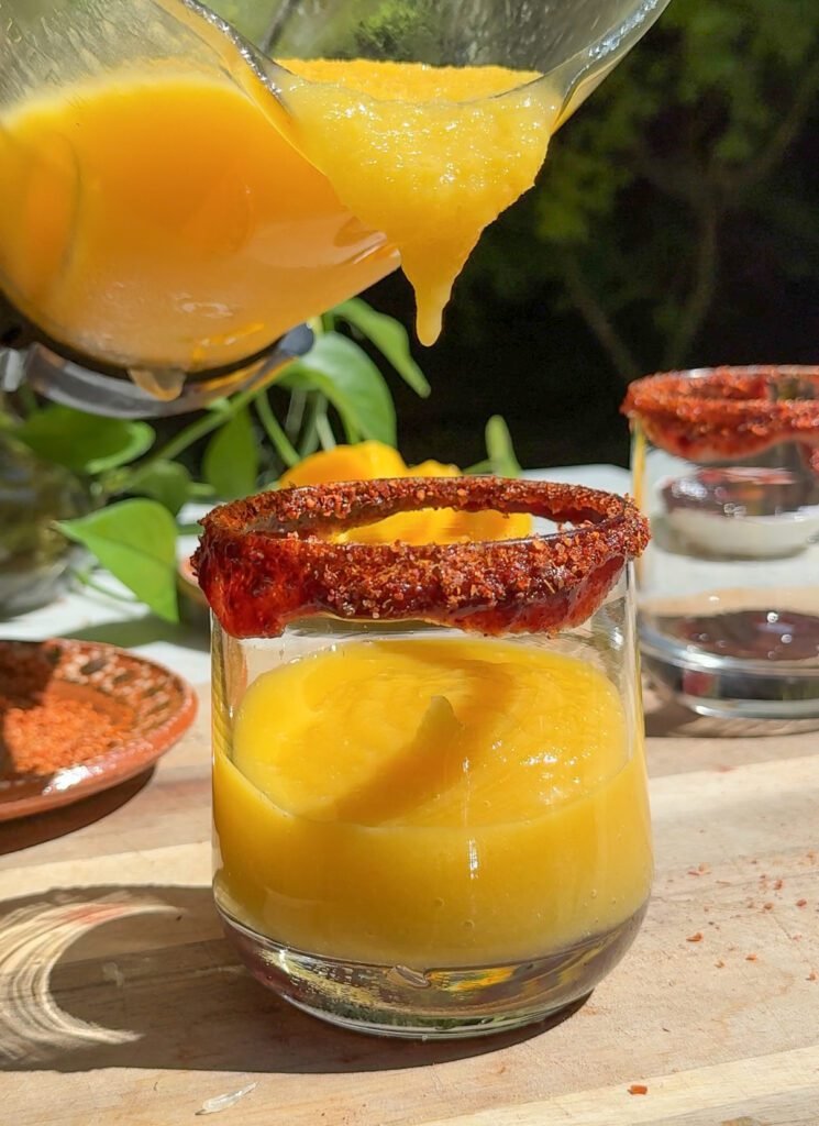 blended mangonada drink in a cup.