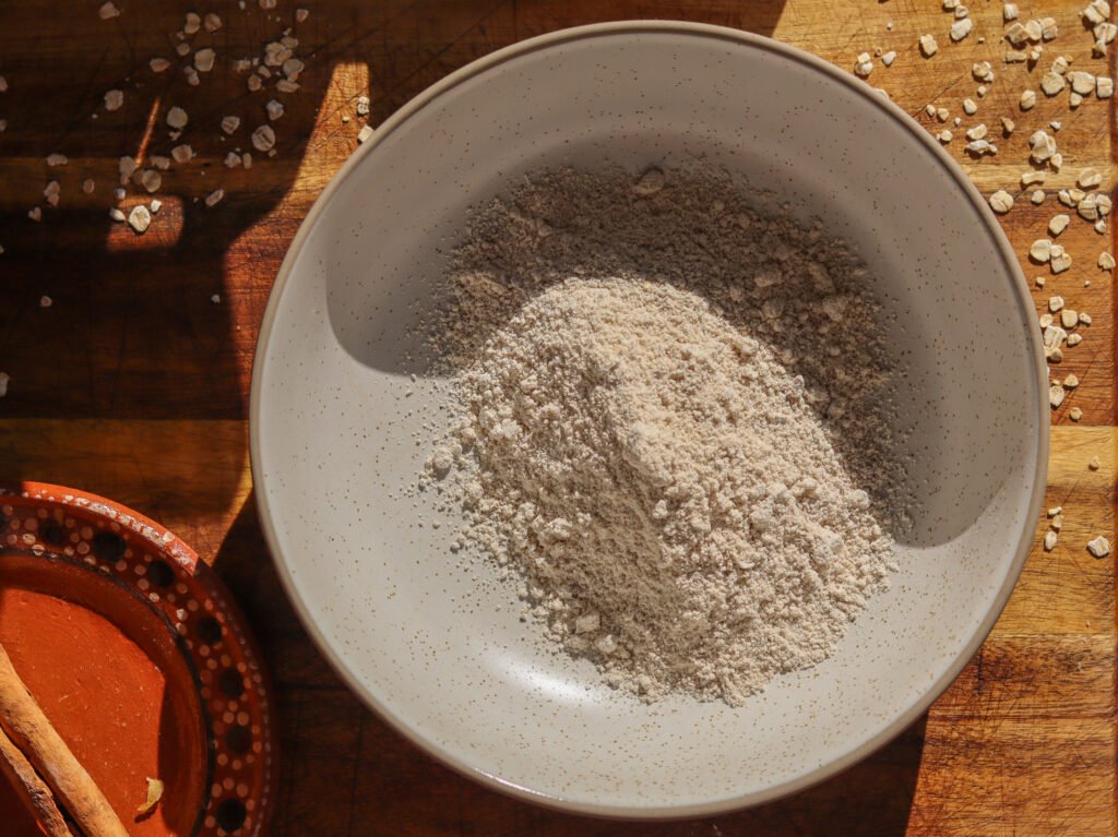 oat flour in a dish.