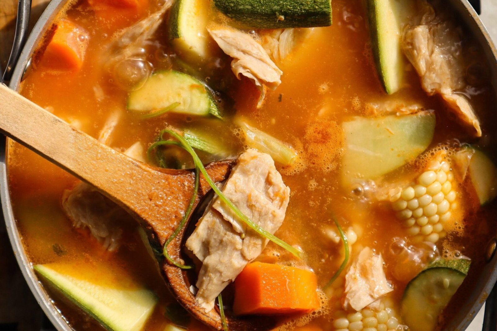 mexican soup in a pot.