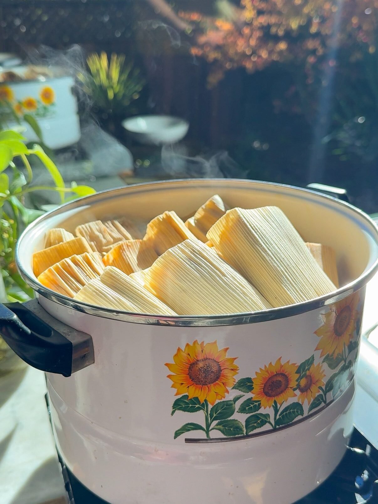 tamales in a pot.