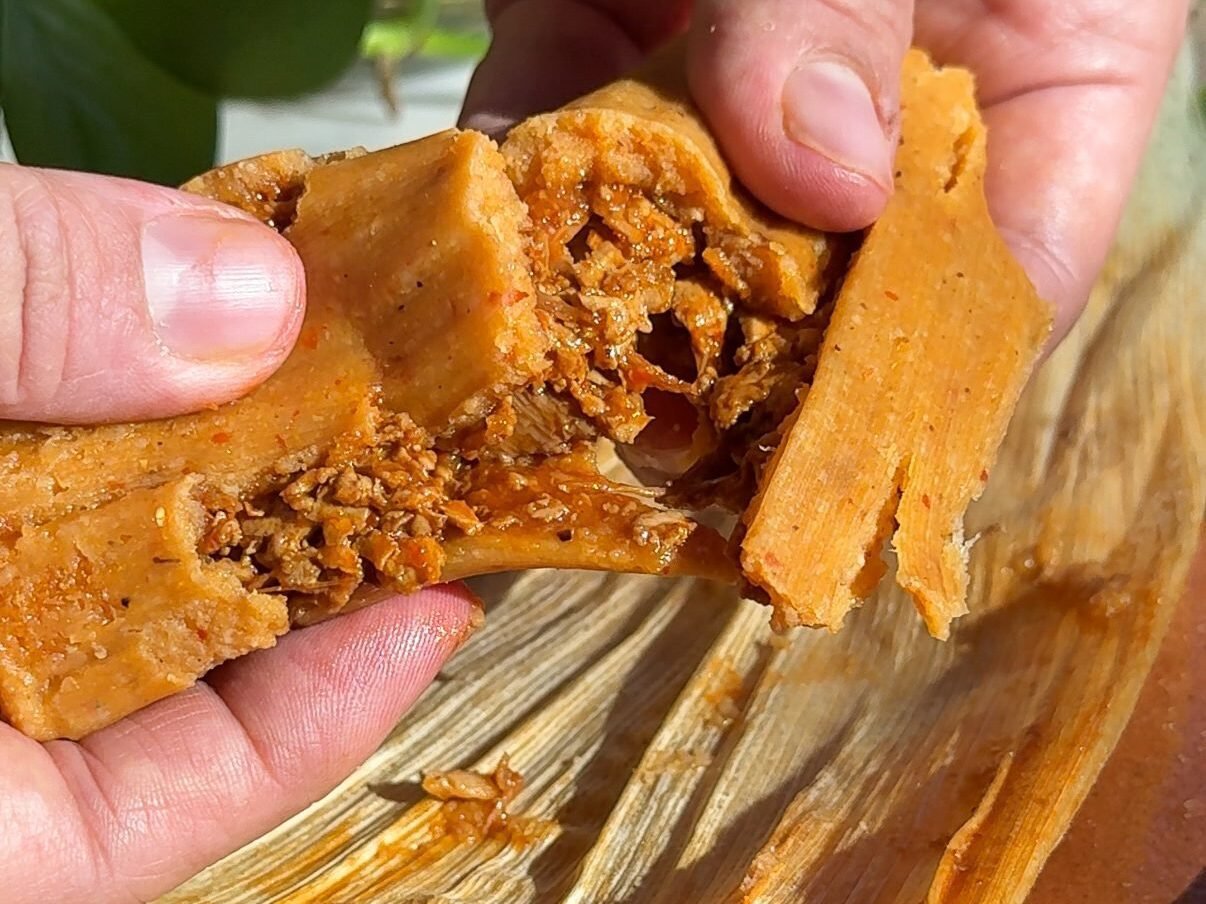 vegan tamal recipe on a plate.